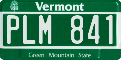 VT license plate PLM841