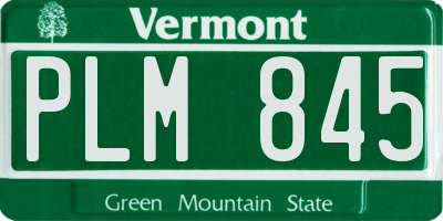 VT license plate PLM845