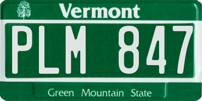 VT license plate PLM847