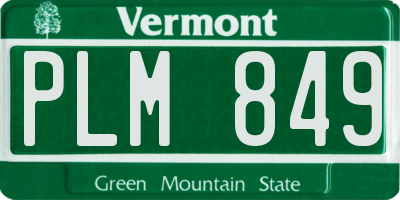 VT license plate PLM849