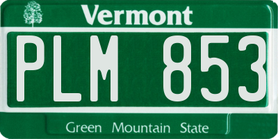 VT license plate PLM853