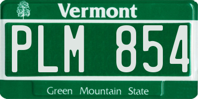 VT license plate PLM854