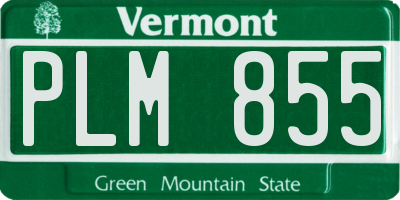 VT license plate PLM855
