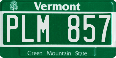 VT license plate PLM857