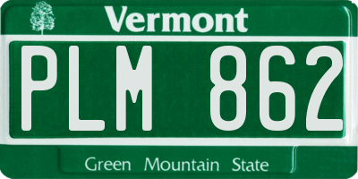 VT license plate PLM862