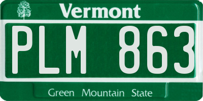 VT license plate PLM863
