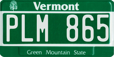 VT license plate PLM865