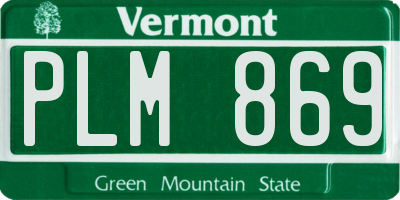 VT license plate PLM869