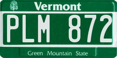 VT license plate PLM872