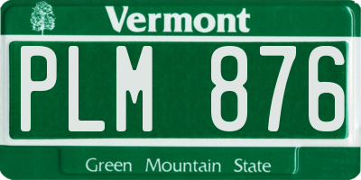VT license plate PLM876