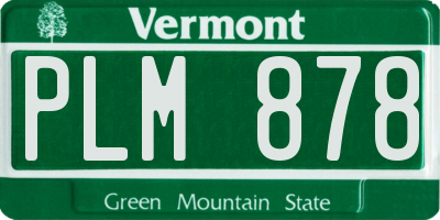 VT license plate PLM878