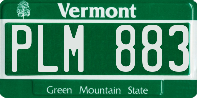 VT license plate PLM883
