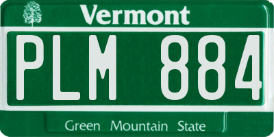 VT license plate PLM884