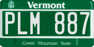 VT license plate PLM887