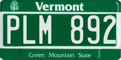 VT license plate PLM892
