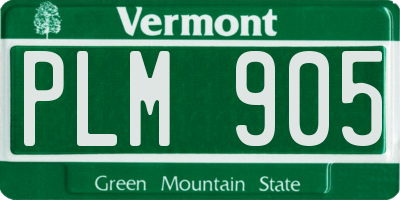VT license plate PLM905