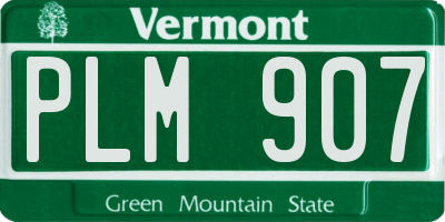 VT license plate PLM907