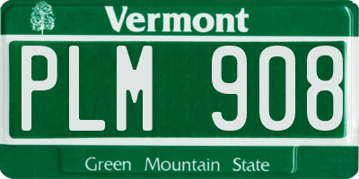 VT license plate PLM908