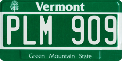 VT license plate PLM909