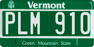 VT license plate PLM910