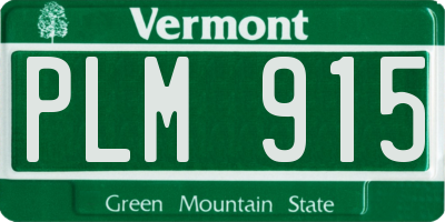 VT license plate PLM915