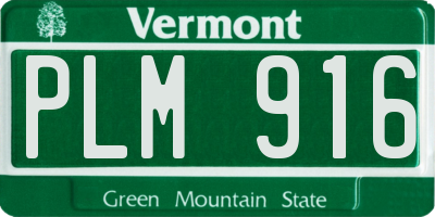 VT license plate PLM916