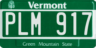 VT license plate PLM917