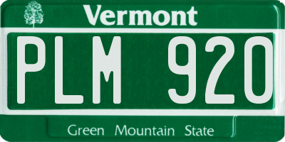 VT license plate PLM920