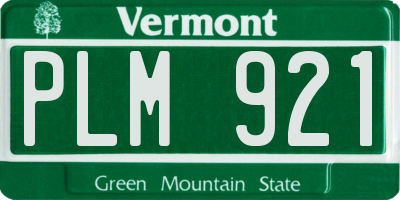 VT license plate PLM921