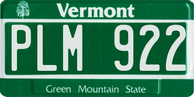 VT license plate PLM922