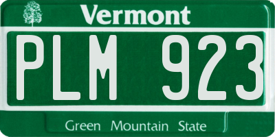 VT license plate PLM923