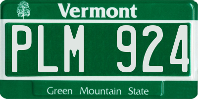 VT license plate PLM924