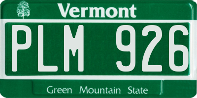 VT license plate PLM926