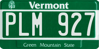 VT license plate PLM927
