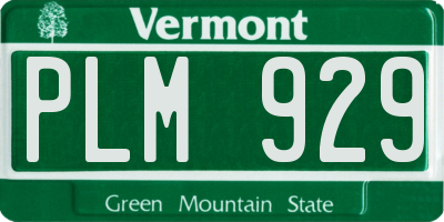 VT license plate PLM929