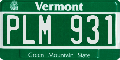 VT license plate PLM931