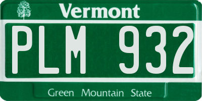 VT license plate PLM932