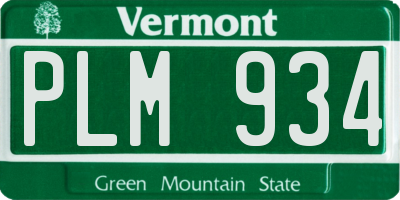 VT license plate PLM934
