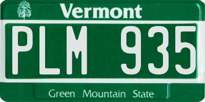 VT license plate PLM935