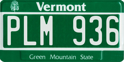 VT license plate PLM936