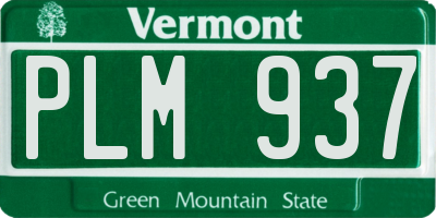 VT license plate PLM937