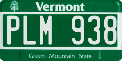 VT license plate PLM938