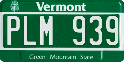 VT license plate PLM939