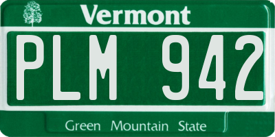 VT license plate PLM942
