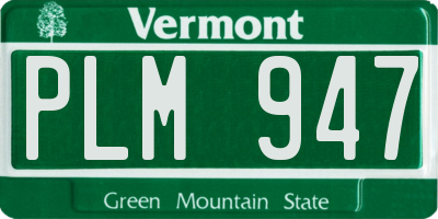VT license plate PLM947