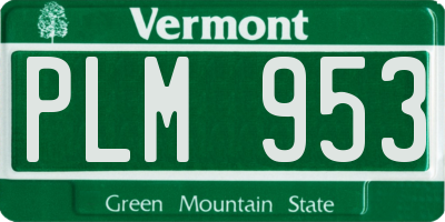 VT license plate PLM953