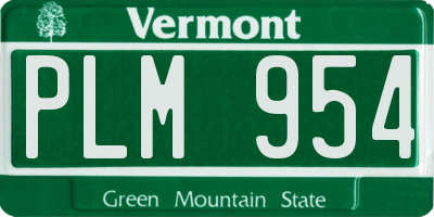 VT license plate PLM954