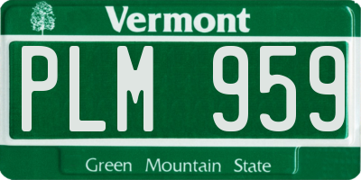 VT license plate PLM959