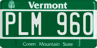 VT license plate PLM960