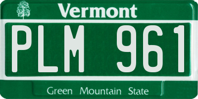 VT license plate PLM961